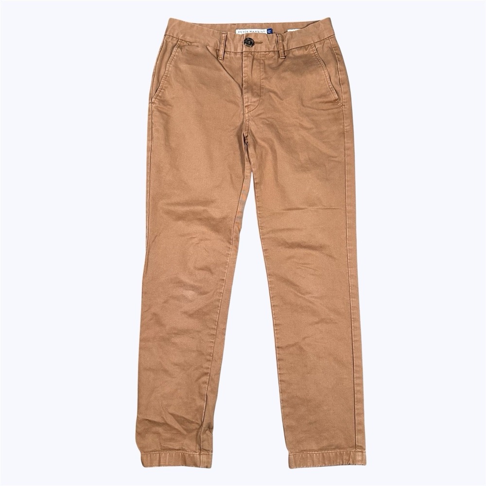 Peter Manning New York Chino Pants Men 28x27* khaki Lightweight Stretch Slim Fit